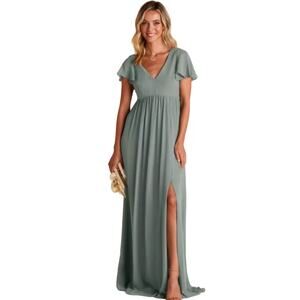 Birdy‎ Grey Hannah Empire Chiffon Dress XS Teal Party Bridesmaid